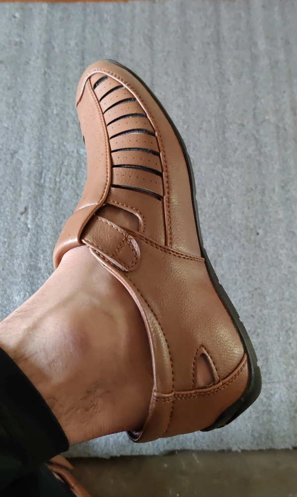 Bata-:Leather-Sandals-In-Tan-Colour-For-All-weather-conditions
